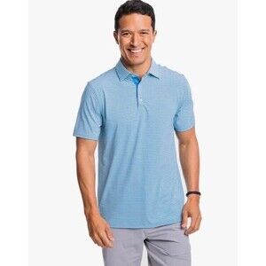 Southern Tide Men's BRRR°EEZE Shores Stripe Performance Stretch Polo Baltic Teal